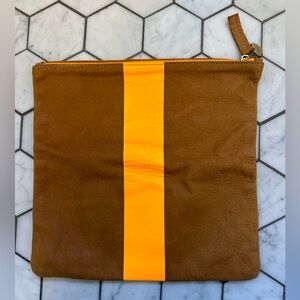 Clare V Foldover Clutch - Camel /Neon Orange